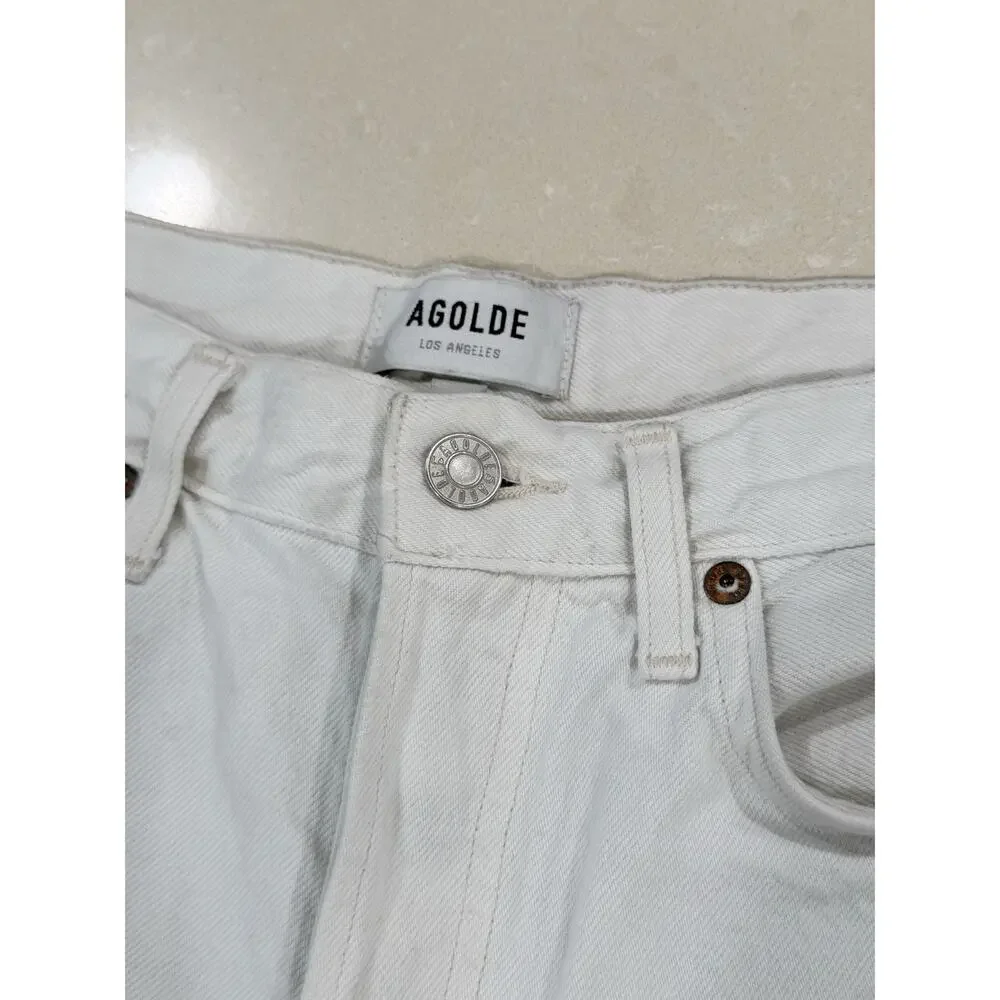 Agolde Parker Jean Denim High Rise Cutoff Shorts White 26